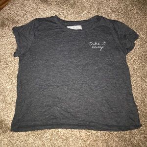 Abercrombie & Fitch Cropped Gray T Shirt